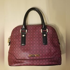 Ivanka Trump Ava Dome Satchel Handbag Purse Burgundy and Black